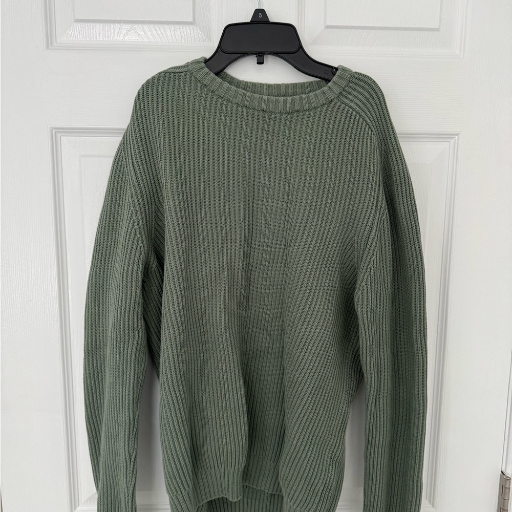 Zara Men's Olive  Cotton Crewneck Sweater
